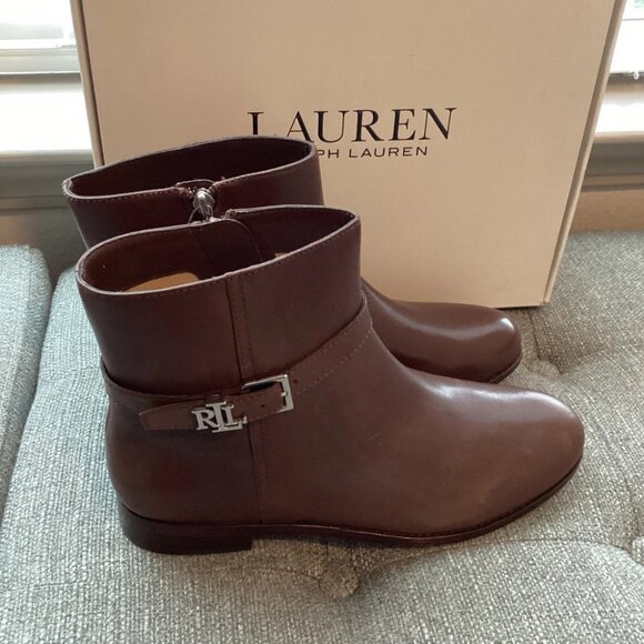 Ralph Lauren Shoes - Lauren Ralph Lauren Women's Brooke Leather Heel Booties 10B - D05